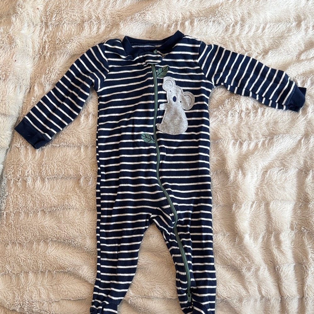 Child of Mine Navy and White Striped Koala Footie